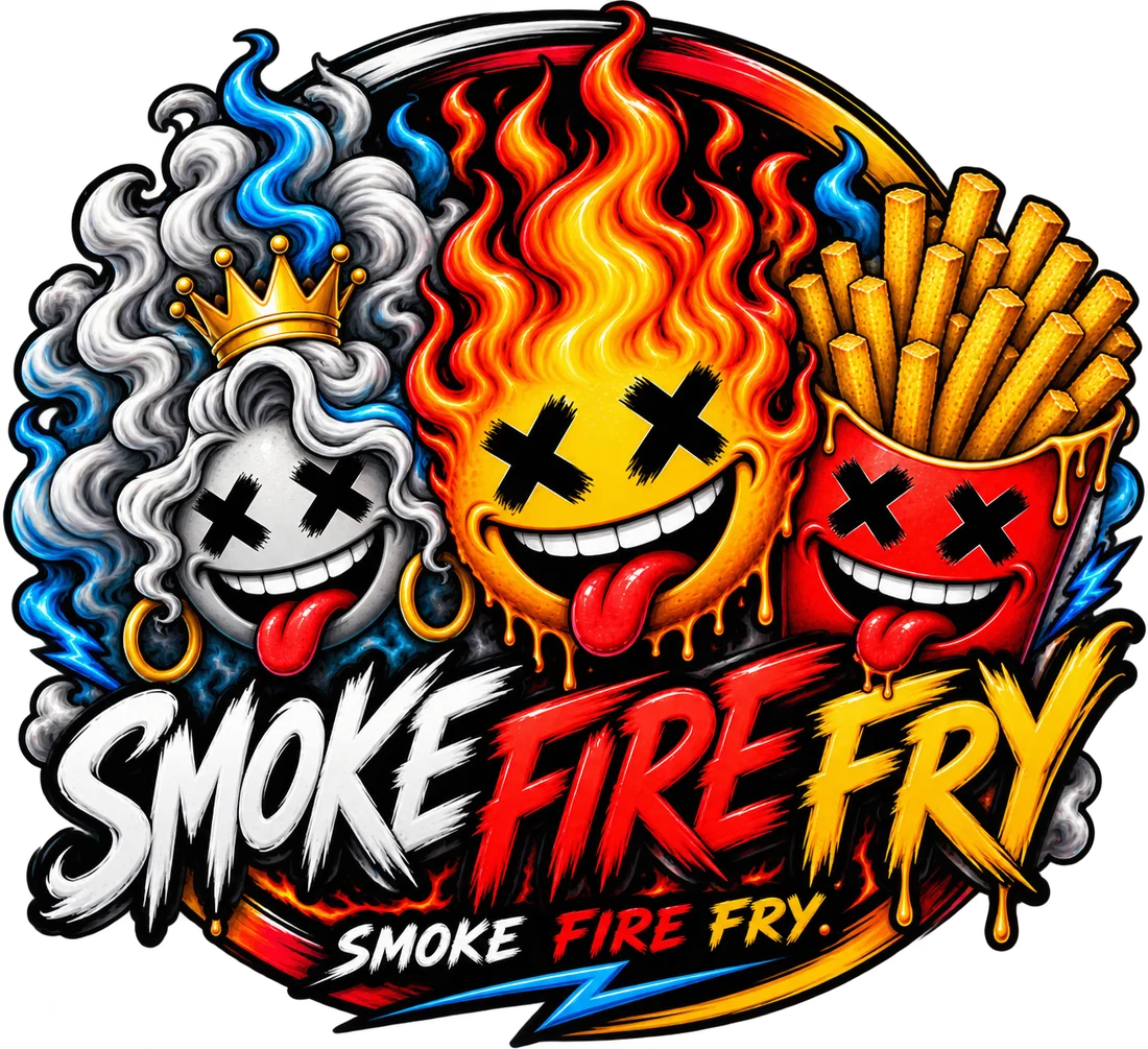 The round Smoke Fire Fry badge seal